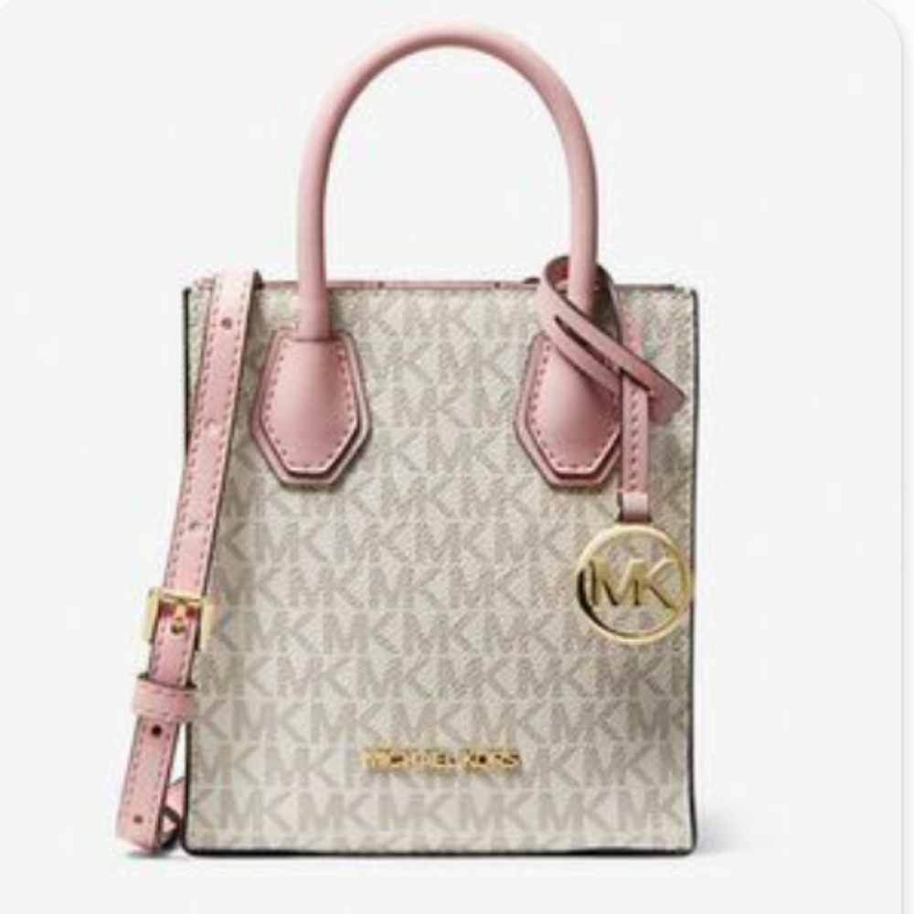 NWT Michael Kors Mercer Cream and Pink Crossbody Bag